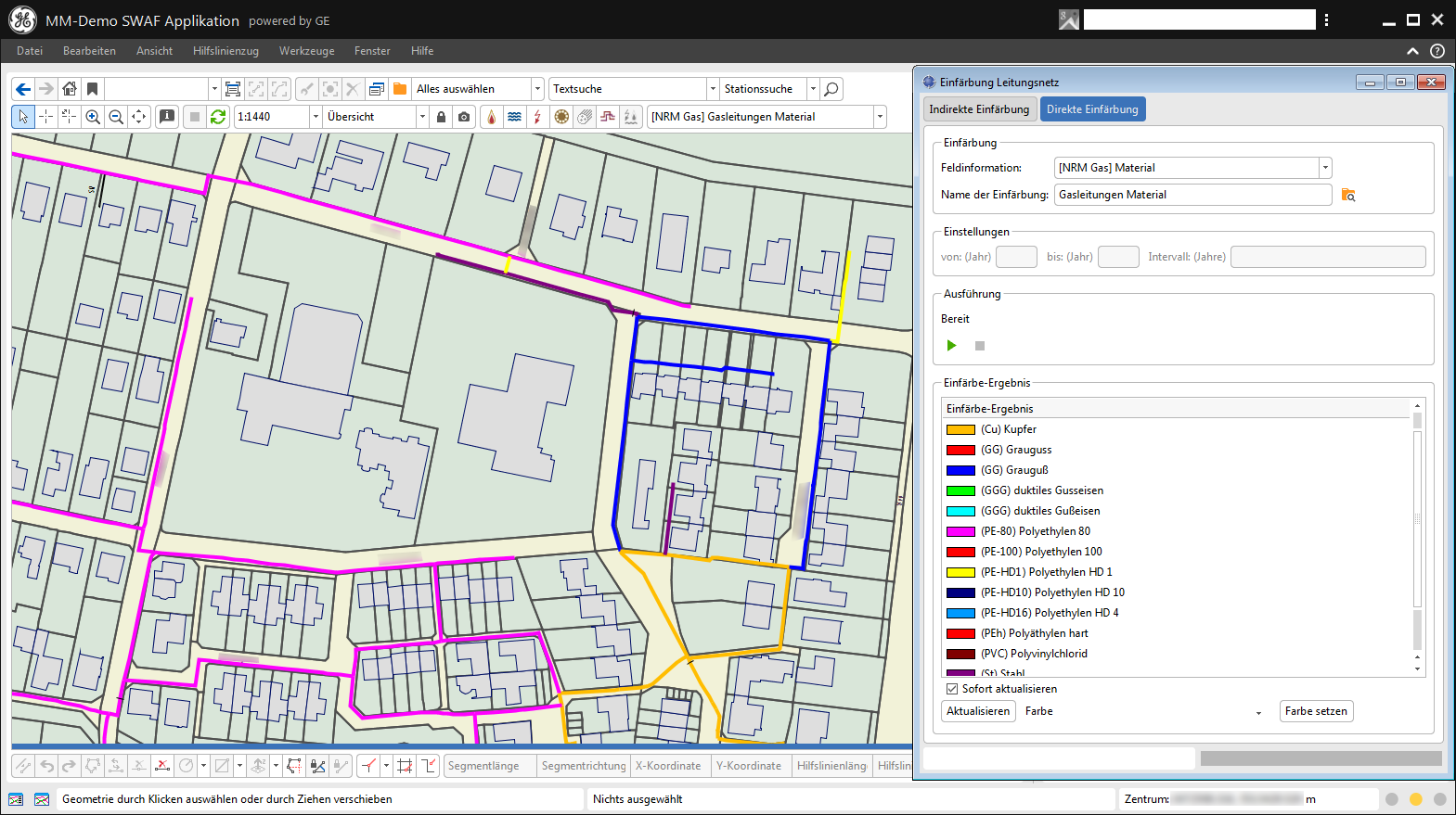Fachschale Gas: Einfärbung nach Material Fachschale Gas: Einfärbung nach Material