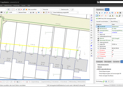 Fachschale Gas: Leitungen mit Bemaßungen