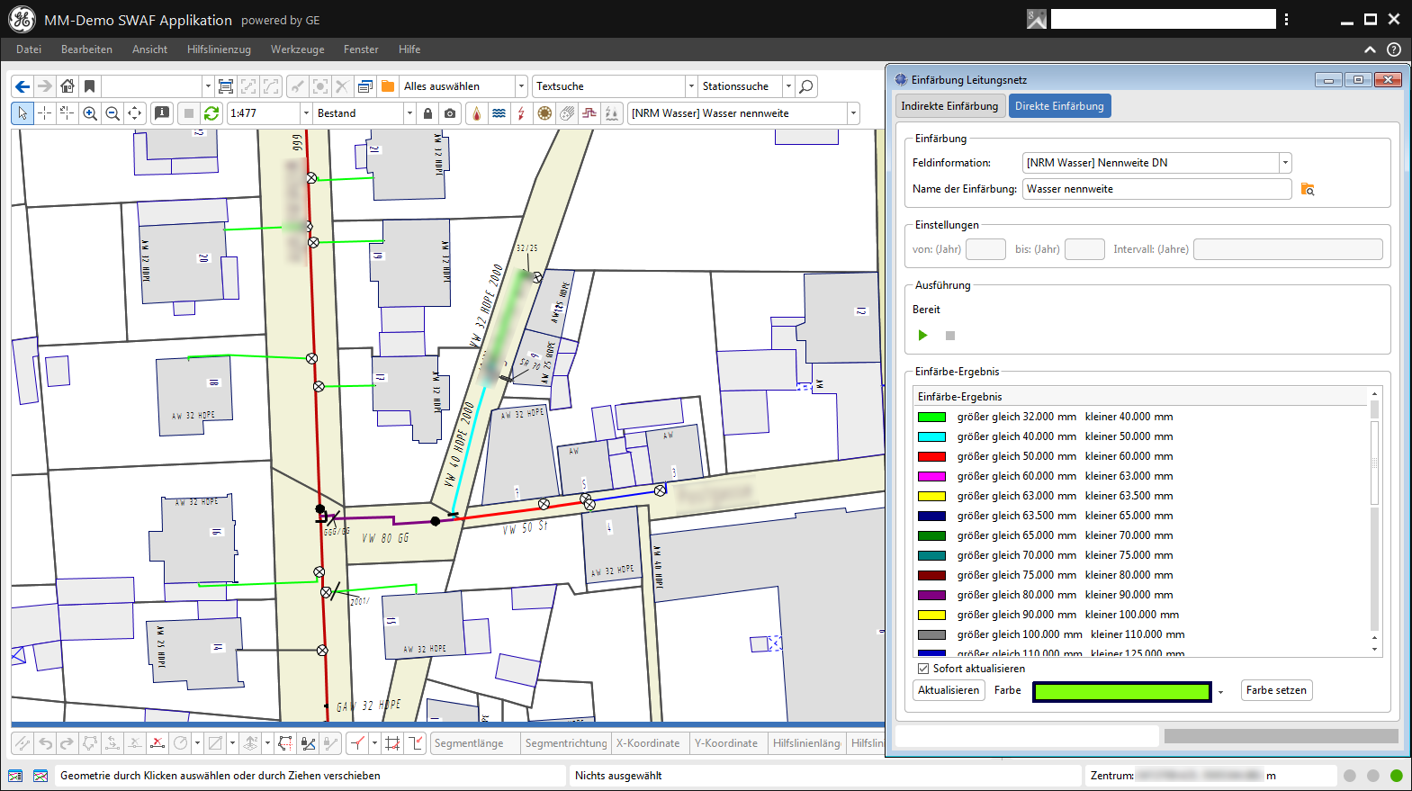 Fachschale Wasser - Einfärbung nach Nennweite Fachschale Wasser - Einfärbung nach Nennweite